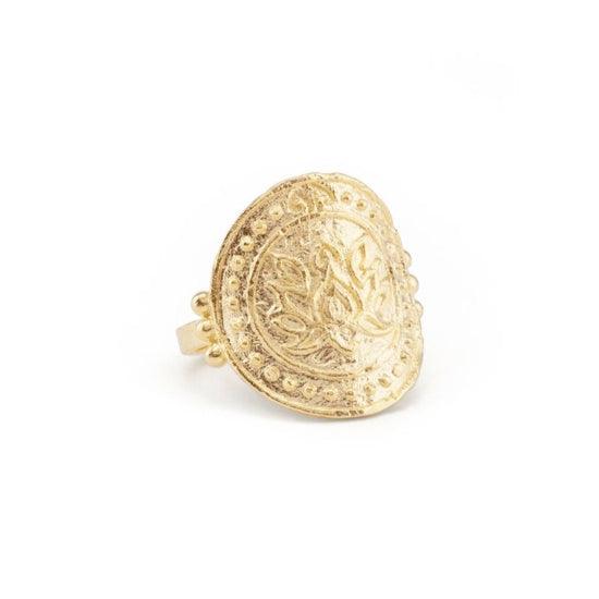 By Charlotte  Gold Large Lotus Rising Ring available at Rose St Trading Co
