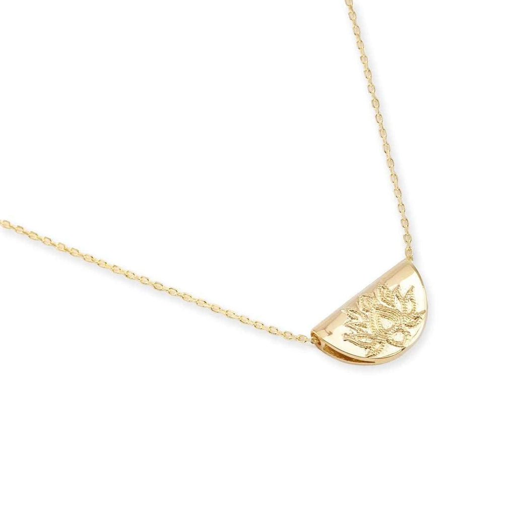 By Charlotte  Gold Lotus Short Necklace available at Rose St Trading Co