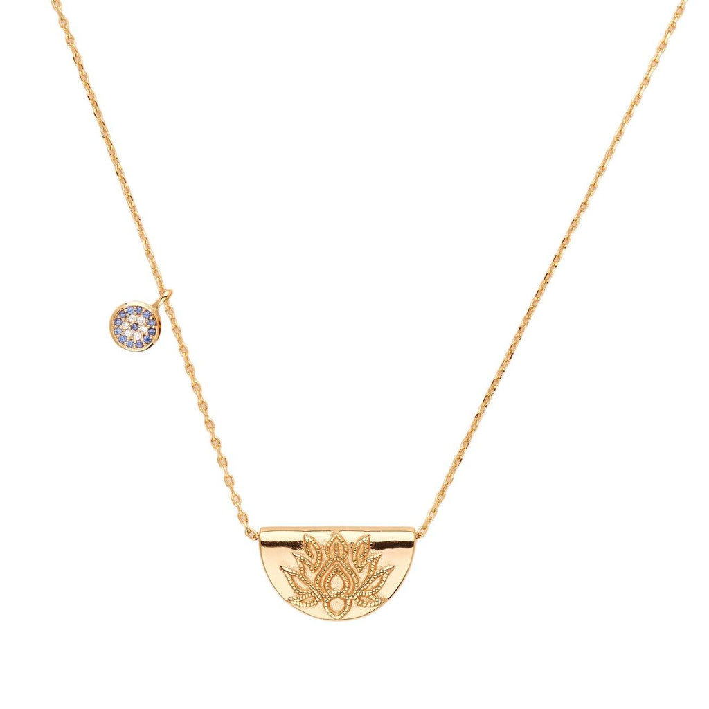 By Charlotte  Gold Lucky Lotus Necklace available at Rose St Trading Co