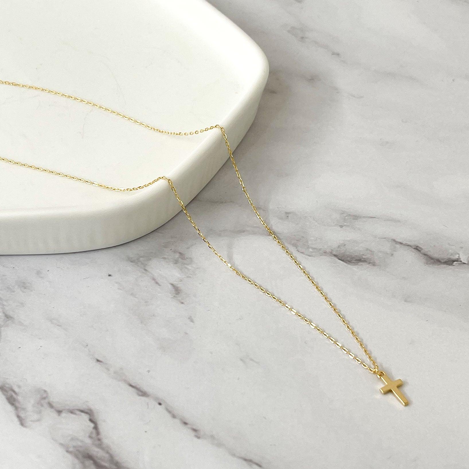 RSTC  Gold Plate Necklace with Cross available at Rose St Trading Co