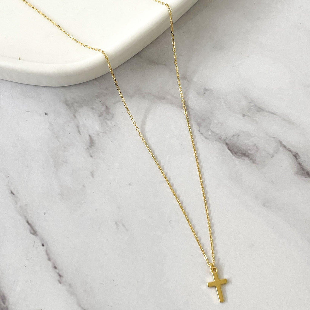 RSTC  Gold Plate Necklace with Cross available at Rose St Trading Co