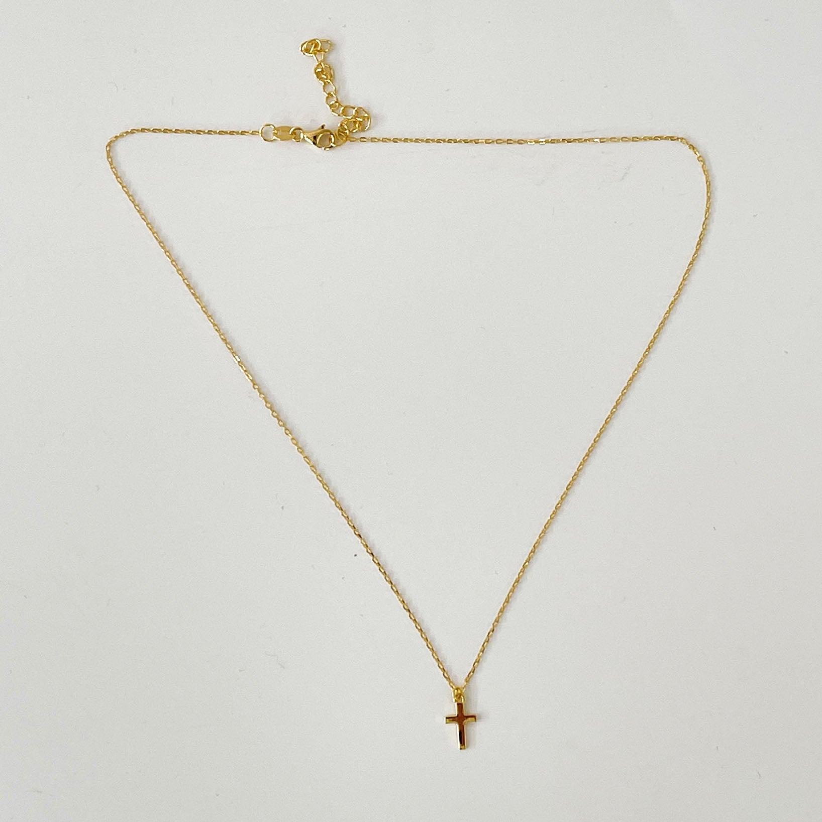 RSTC  Gold Plate Necklace with Cross available at Rose St Trading Co