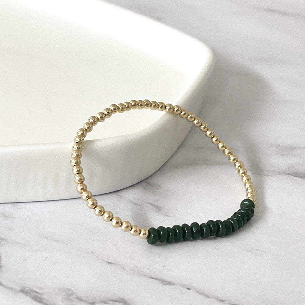 RSTC  Gold Plated Bracelet with Green Jade available at Rose St Trading Co