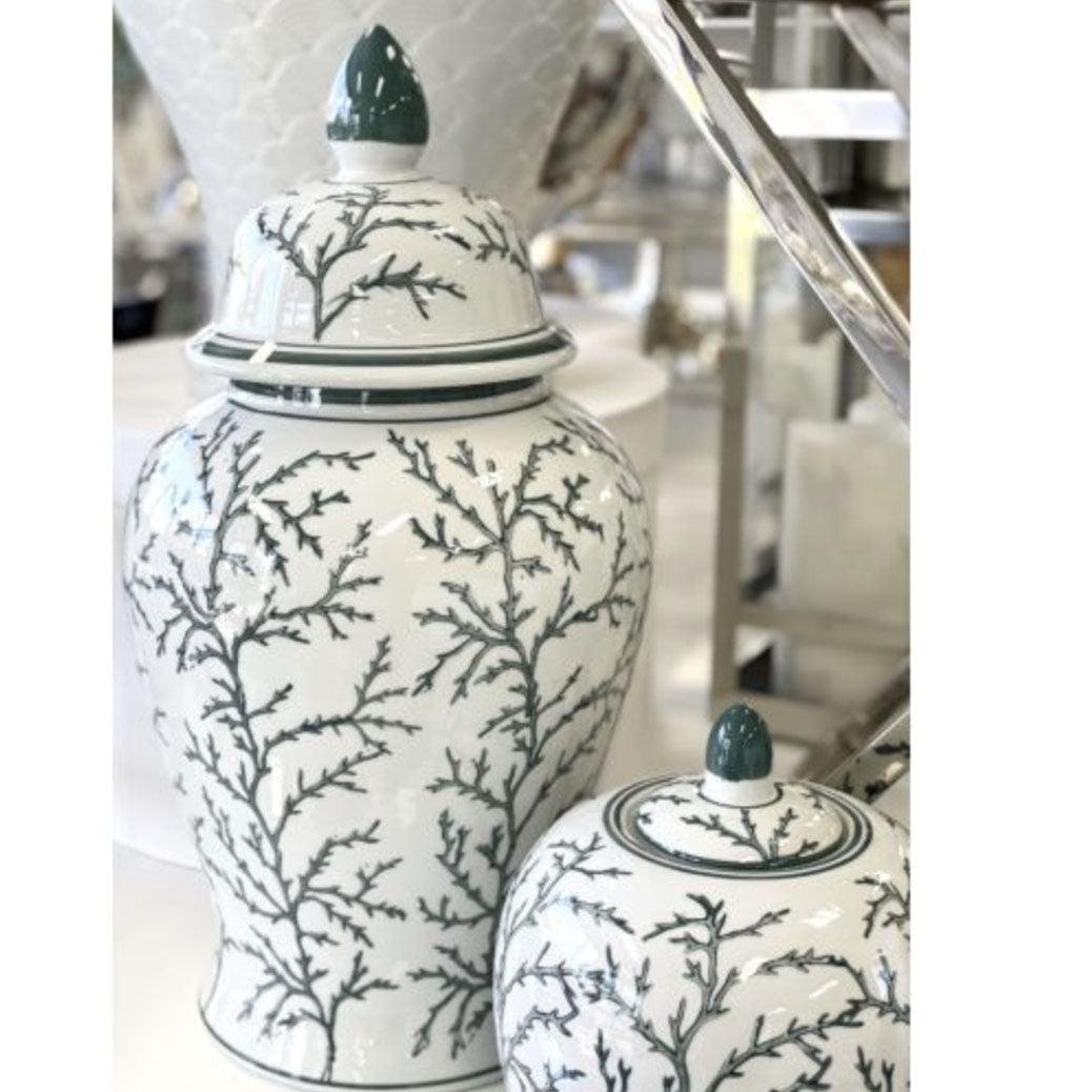 Green & White Ginger Jar | 46cm - Rose St Trading Co