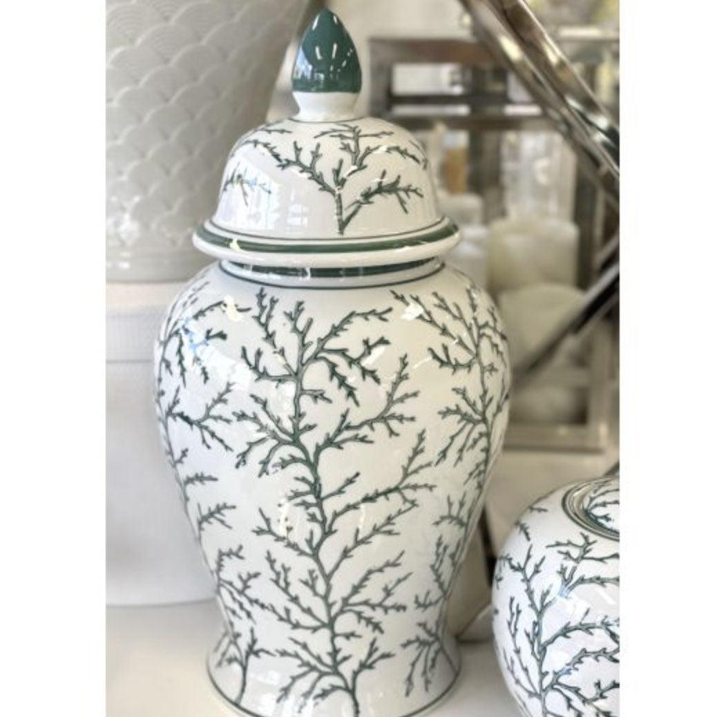 Green & White Ginger Jar | 46cm - Rose St Trading Co