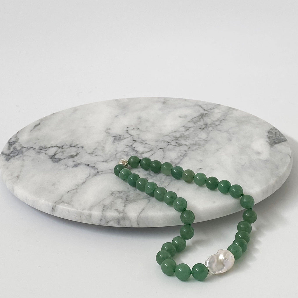 RSTC  Green Jade  Baroque Pearl Necklace available at Rose St Trading Co
