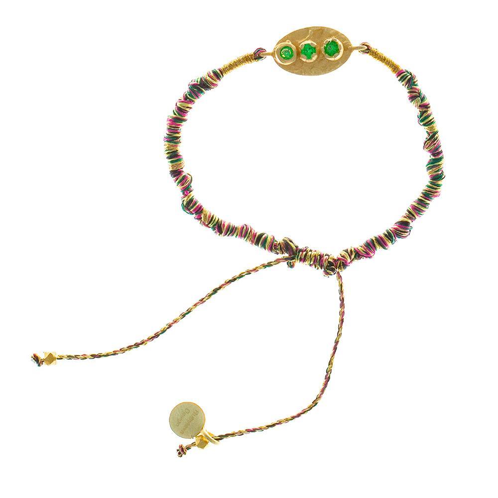 Rubyteva  Green Zircon Gold Plate Pendant on Adjustable String Bracelet available at Rose St Trading Co