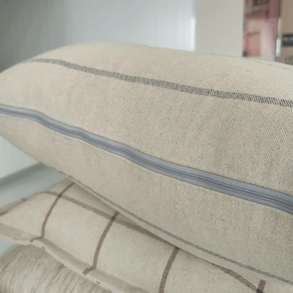 Macey & Moore  Grey Irish Striped Rustic Linen available at Rose St Trading Co