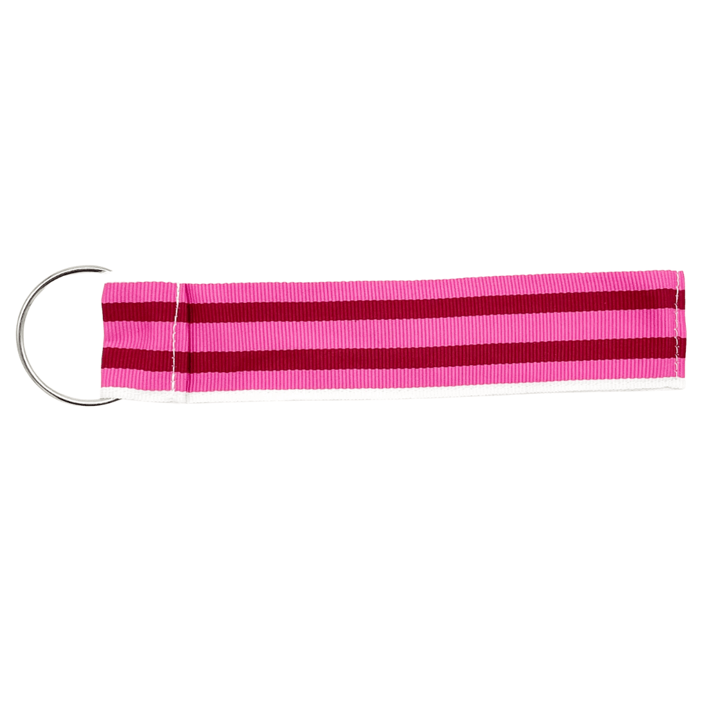 RSTC  Grosgrain Key Rings | Multi Pink/White Stripe available at Rose St Trading Co