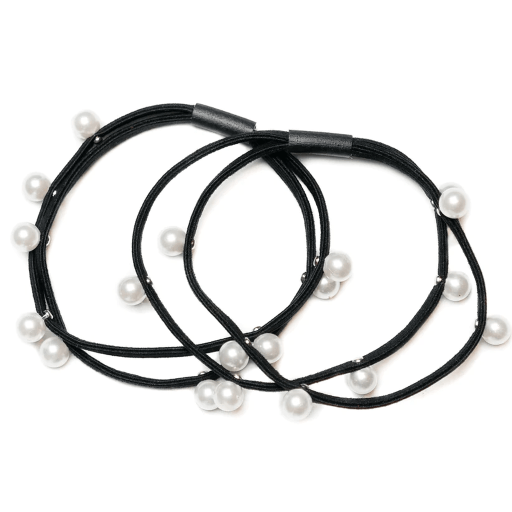Hair Elastics | Set of 2 Double Line Pearl Natural - Rose St Trading Co
