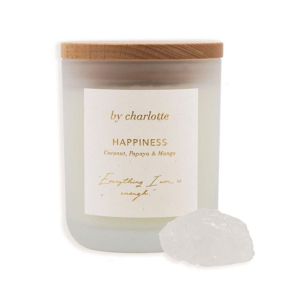 By Charlotte  Happiness Affirmation Candle | Coconut, Papaya & Mango available at Rose St Trading Co