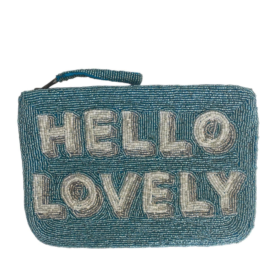 Hello Lovely Beaded Bag | Blue White Silver - Rose St Trading Co