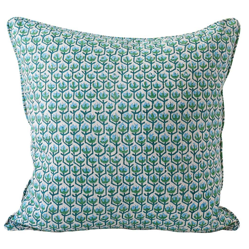 Walter G  Hermosa Emerald Linen Cushion - 55x55cm available at Rose St Trading Co