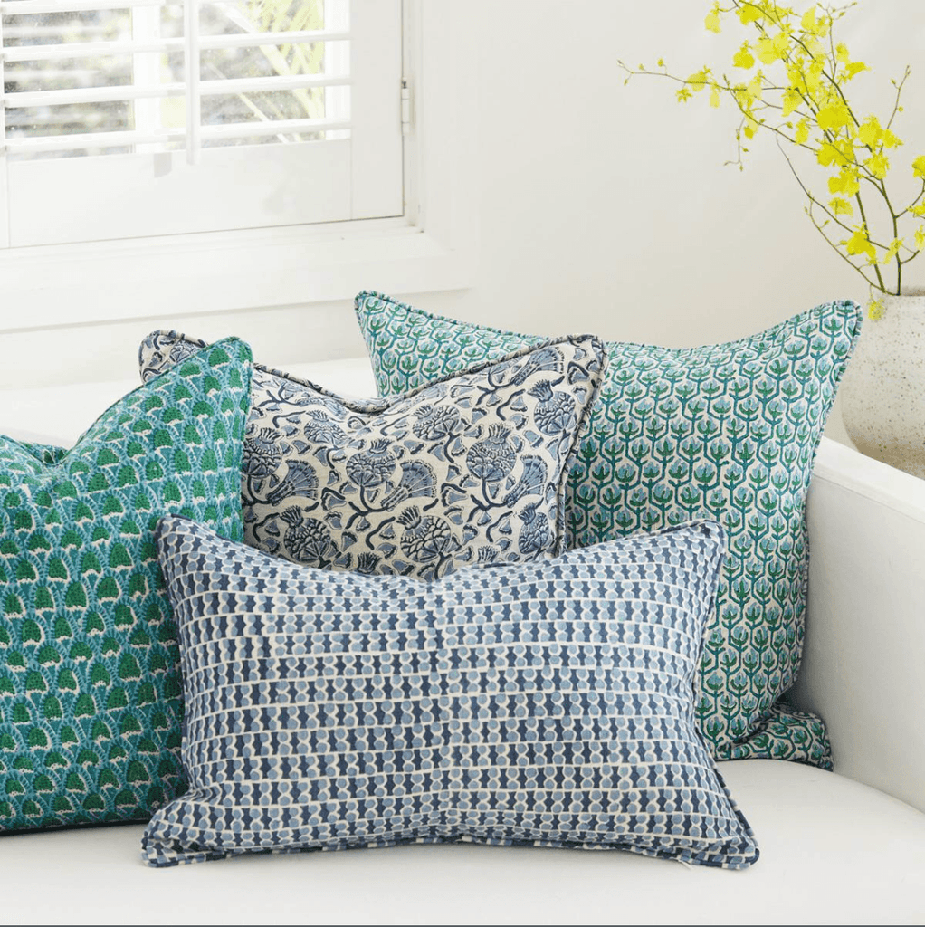 Walter G  Hermosa Emerald Linen Cushion - 55x55cm available at Rose St Trading Co