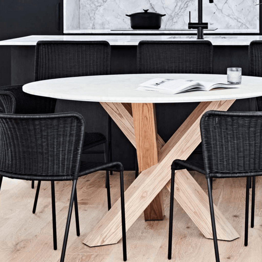 Globe West  Hudson Marble Dining Table | Ash/Matt White Marble available at Rose St Trading Co