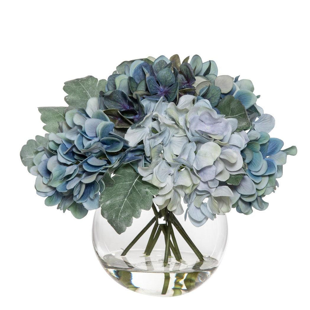 RSTC  Hydrangea Mix | Sphere Vase Blue available at Rose St Trading Co