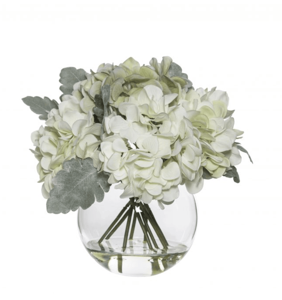 RSTC  Hydrangea Mix | Sphere Vase White available at Rose St Trading Co