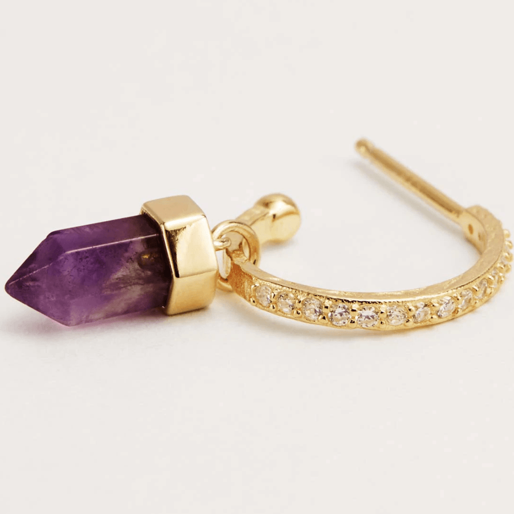 By Charlotte  Intention of Protection Amethyst Hoops available at Rose St Trading Co