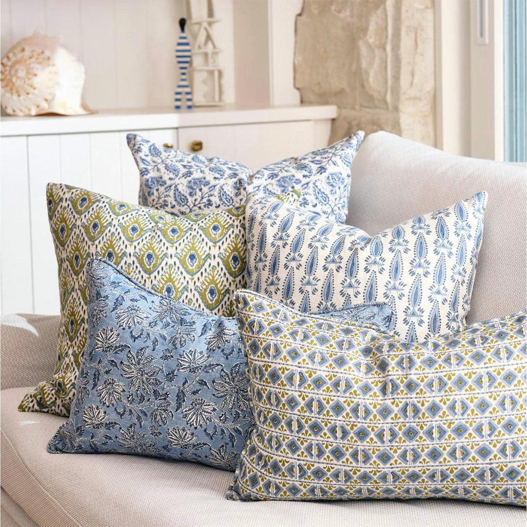 Walter G  Ishtar Moss Azure Linen Cushion available at Rose St Trading Co