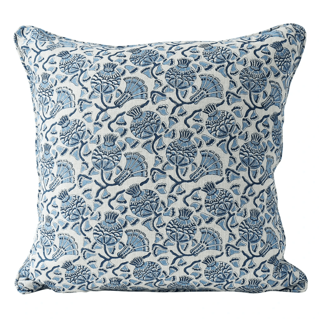Walter G  Iznik Azure Linen Cushion |50x50cm available at Rose St Trading Co