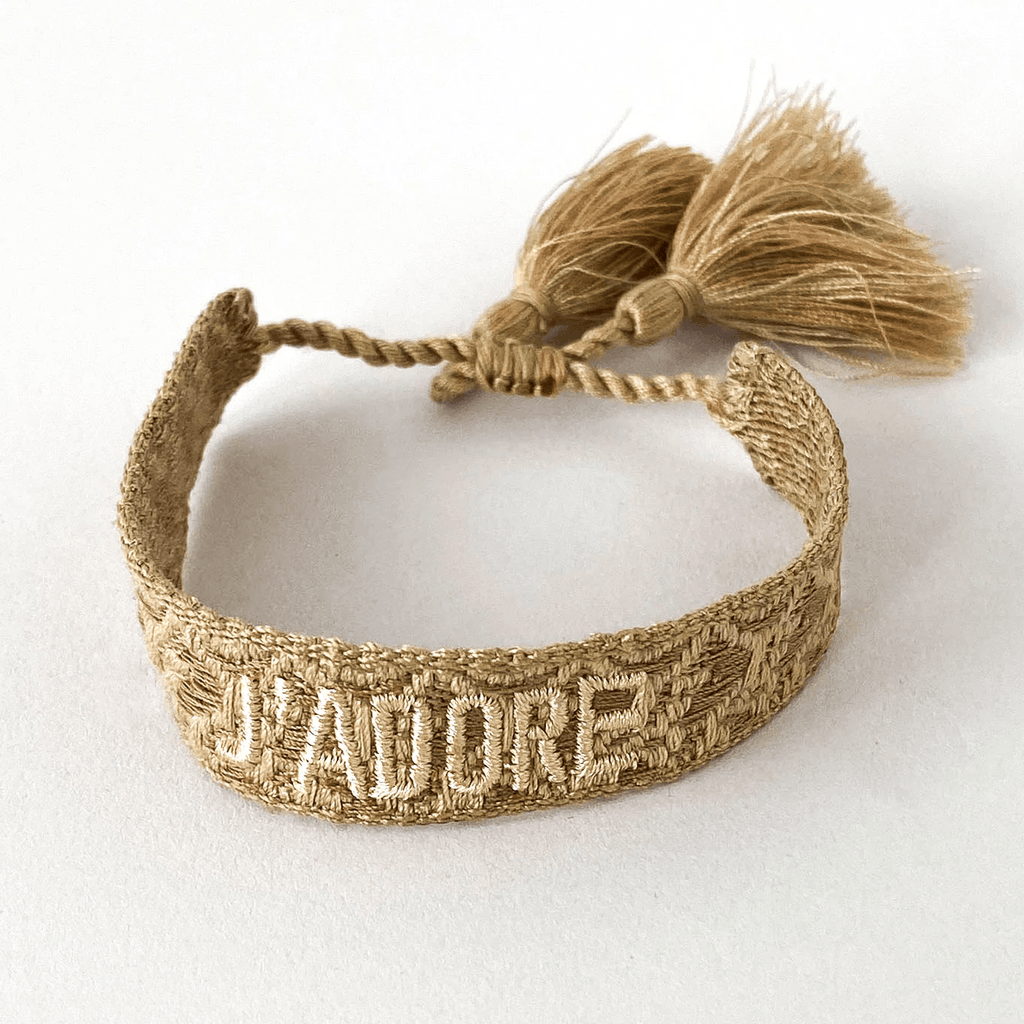 RSTC  J'ADORE Adjustable Bracelet | Taupe Pattern available at Rose St Trading Co