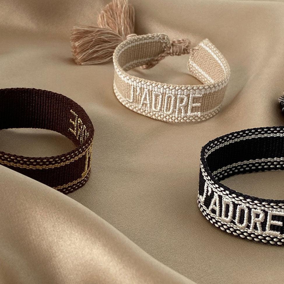 RSTC  J'ADORE Adjustable Bracelet | Taupe/Cream available at Rose St Trading Co