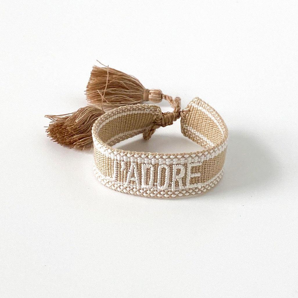 RSTC  J'ADORE Adjustable Bracelet | Taupe/Cream available at Rose St Trading Co