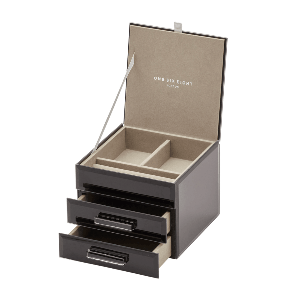 RSTC  Jewellery Box - Black Glass Small available at Rose St Trading Co