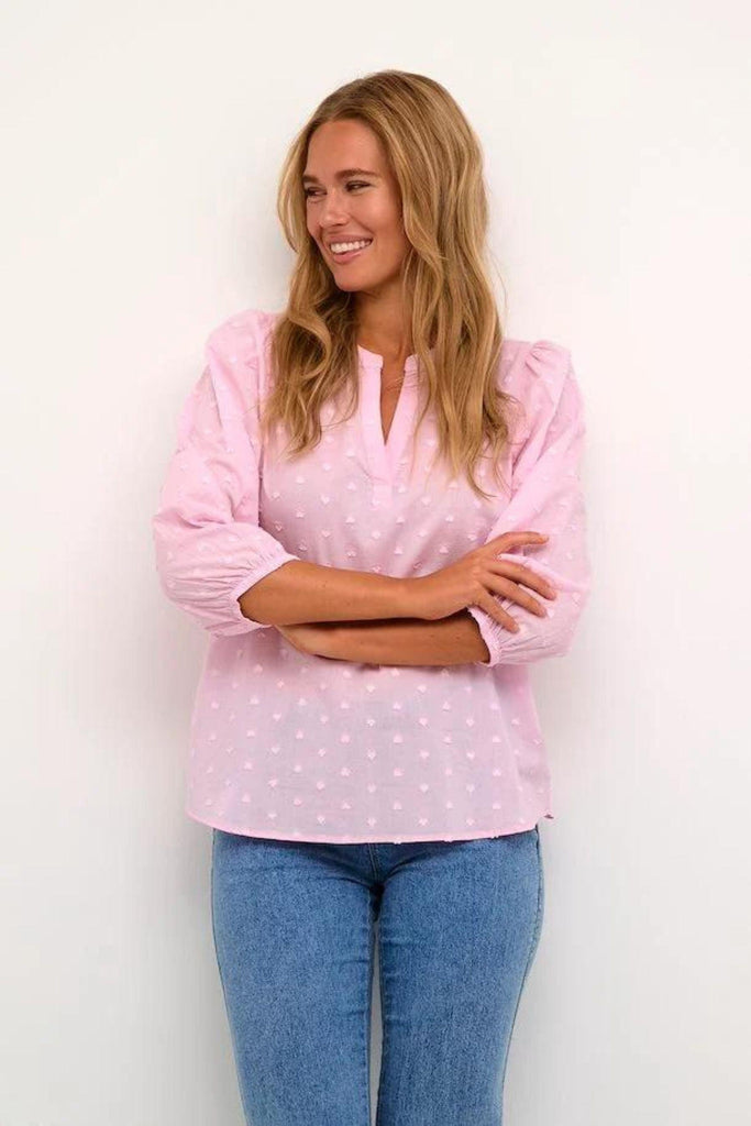 KAjollia Blouse | Pink Mist by Kaffe in stock at Rose St Trading Co