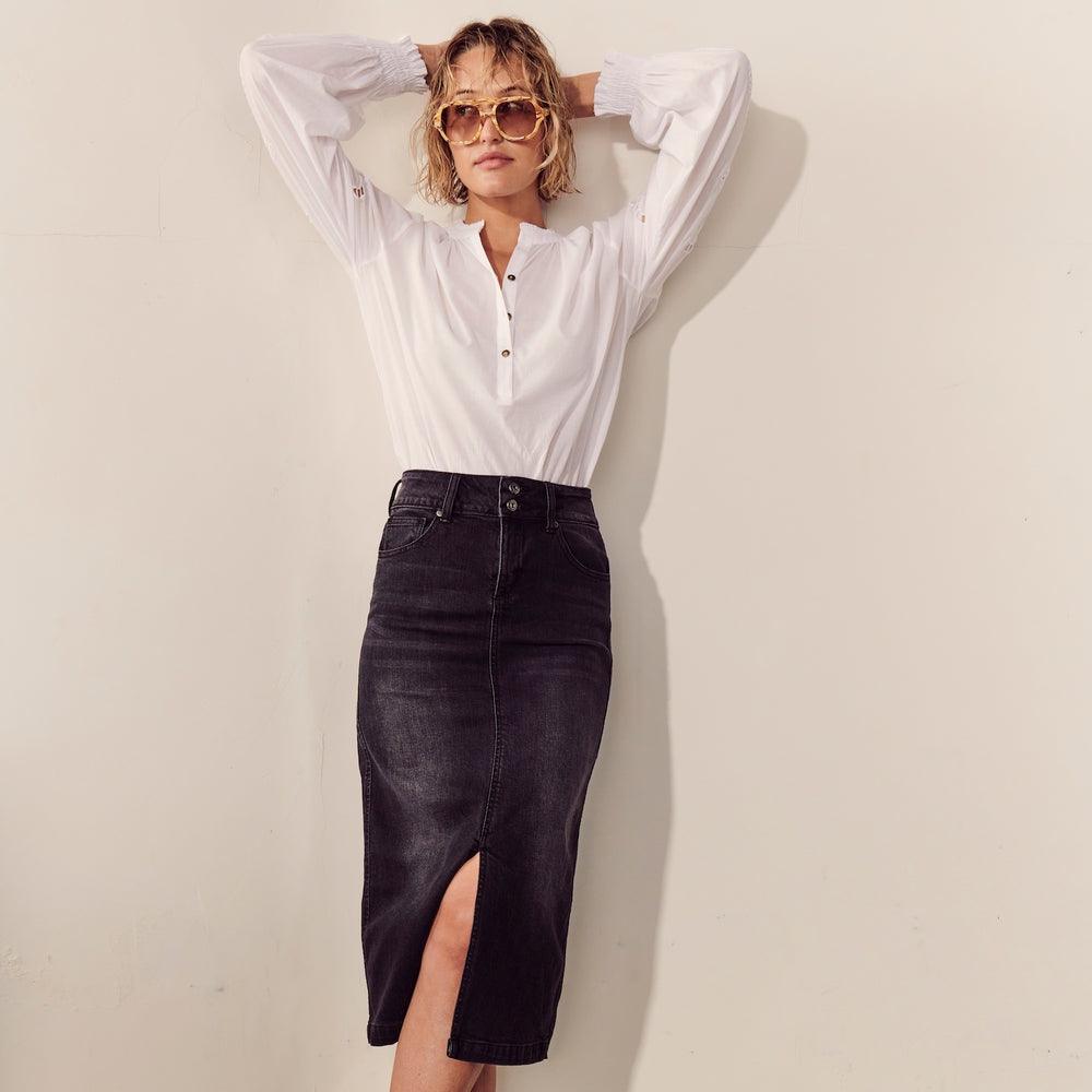 Kireina  Kate Skirt | Washed Black available at Rose St Trading Co