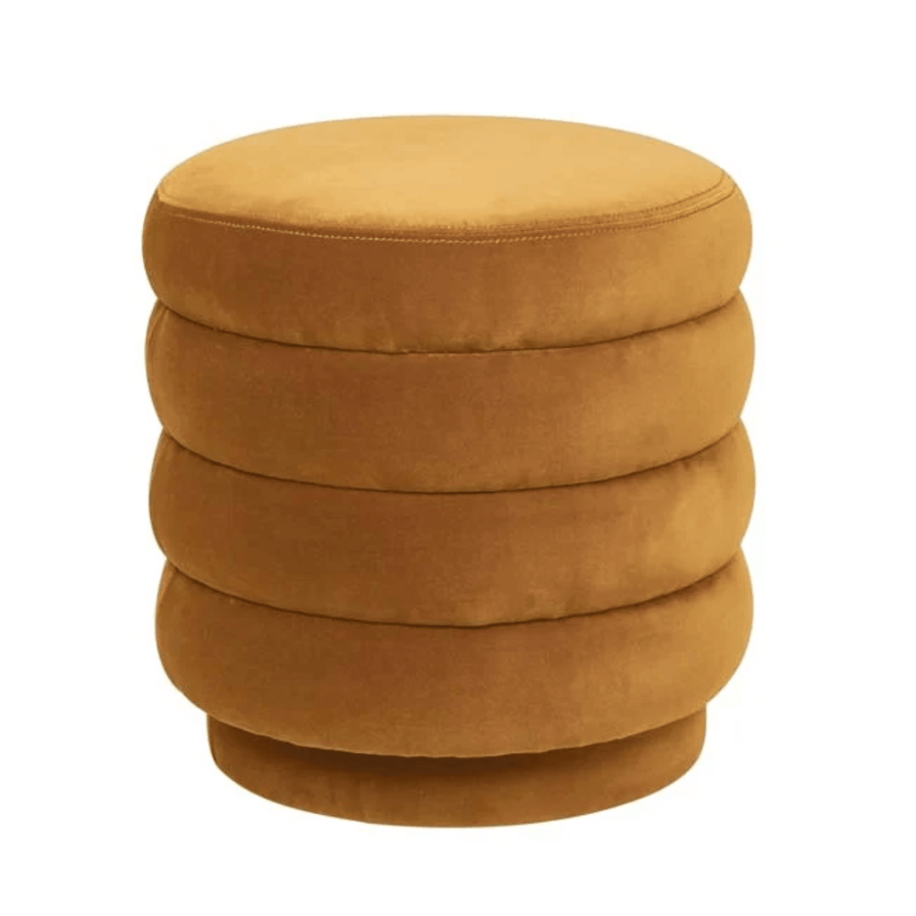 Globe West  Kennedy Ribbed Round Ottoman | Toffee available at Rose St Trading Co