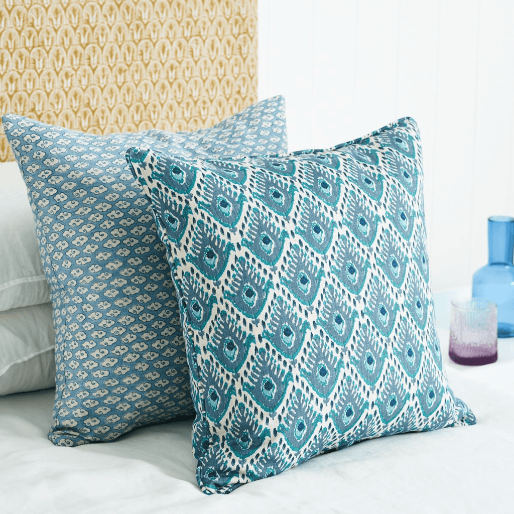 Walter G  Kumo Fresh Azure Linen Cushion available at Rose St Trading Co