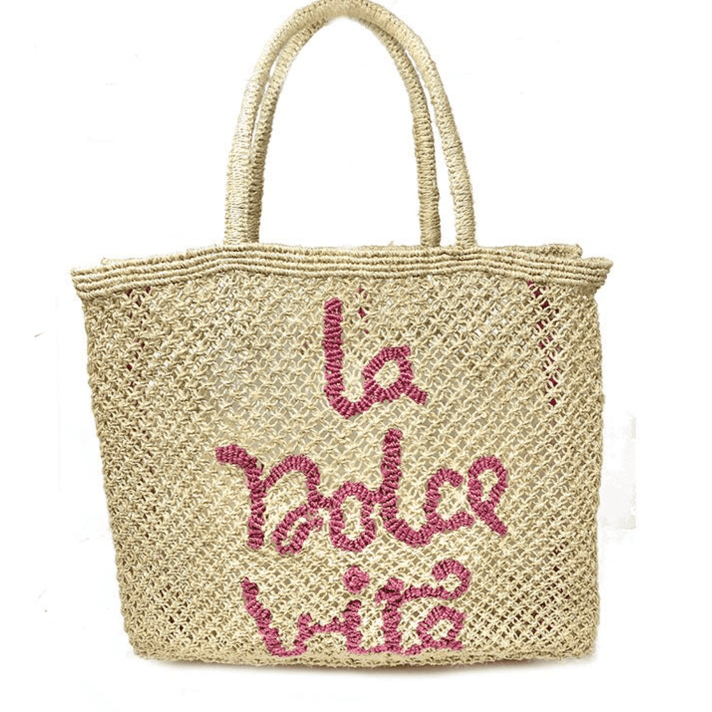The Jacksons  La Dolce Vita Jute Bag | Natural/Berry available at Rose St Trading Co