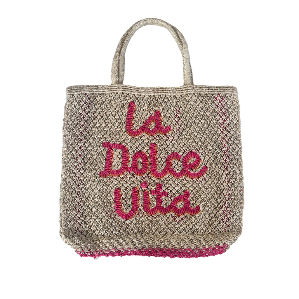 La Dolce Vita Jute Bag | Natural/Hot Pink - Rose St Trading Co