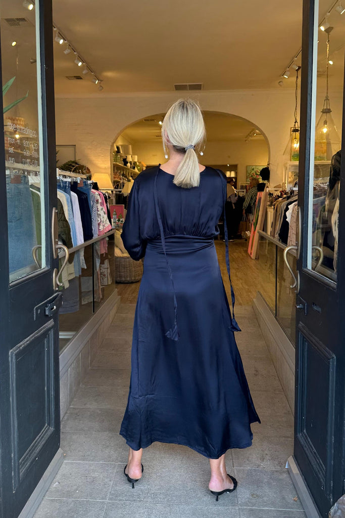 Leesa Evening Dress | Navy by Natasha in stock at Rose St Trading Co
