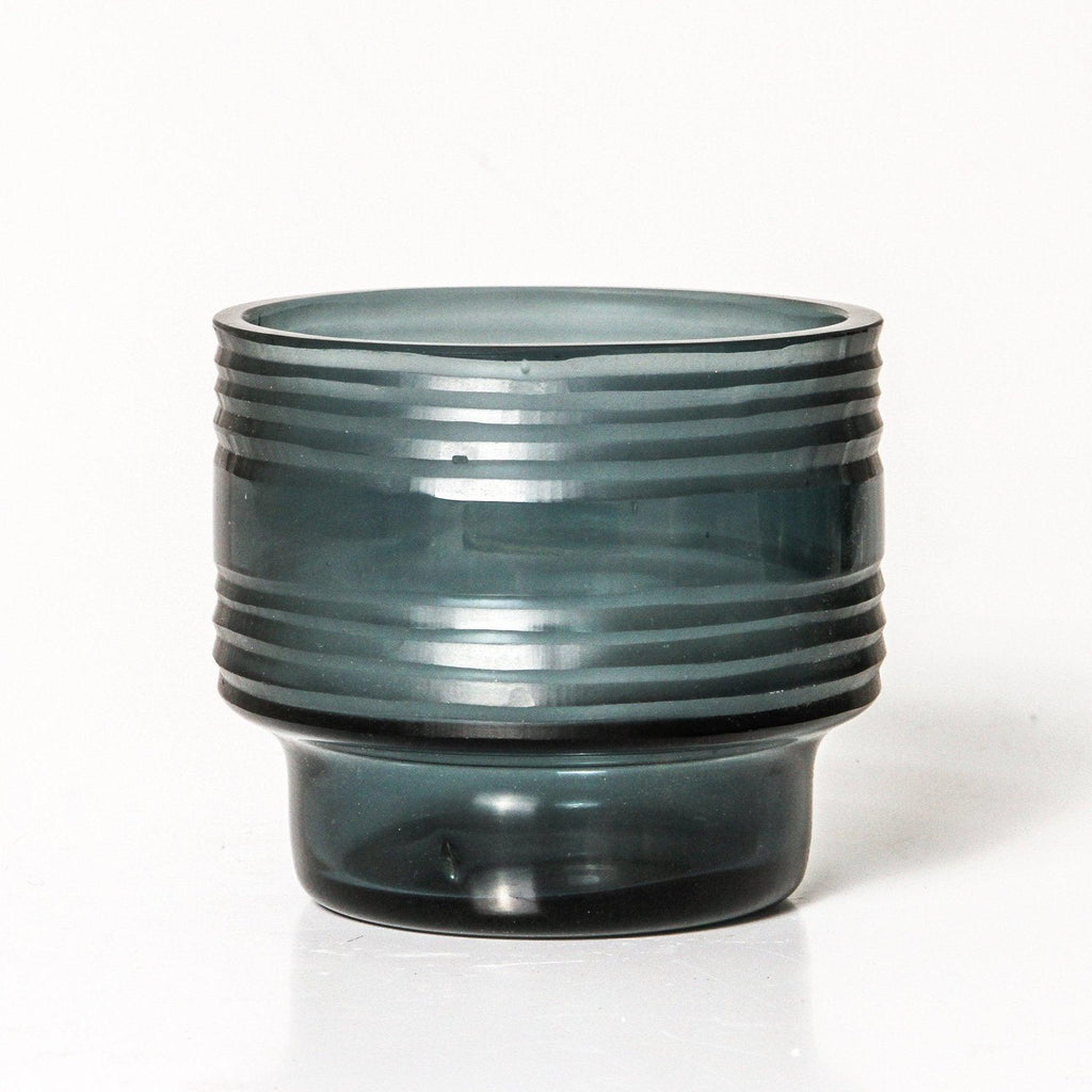 RSTC  Leia Glass Votive | Pewter Blue Medium available at Rose St Trading Co