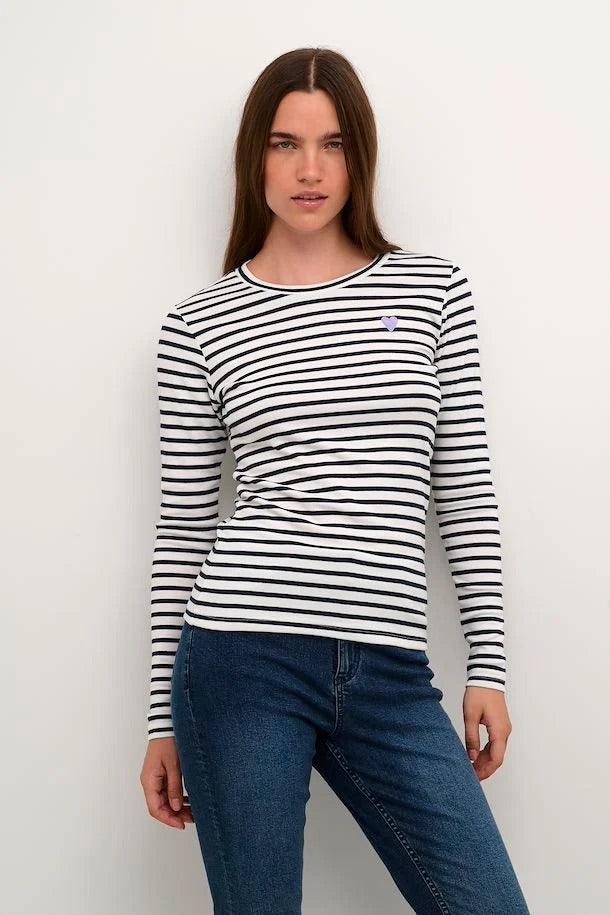 Liddy T-Shirt | Midnight Stripe by Kaffe in stock at Rose St Trading Co
