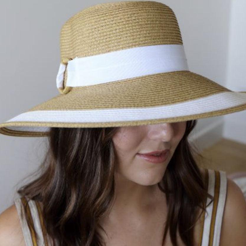 Sundaise  Lilly Down Brim Hat | White Ribbon available at Rose St Trading Co