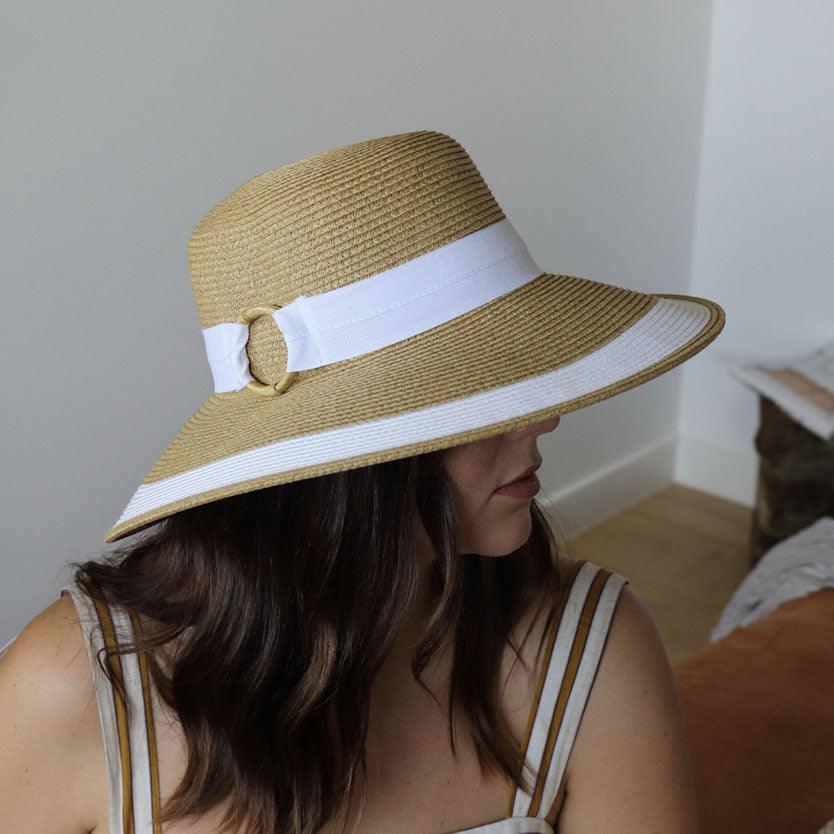 Sundaise  Lilly Down Brim Hat | White Ribbon available at Rose St Trading Co