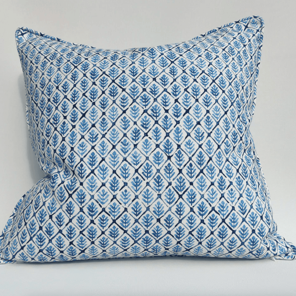 Macey & Moore  Linen Cushion |  Blockprint 55cm x 55cm available at Rose St Trading Co