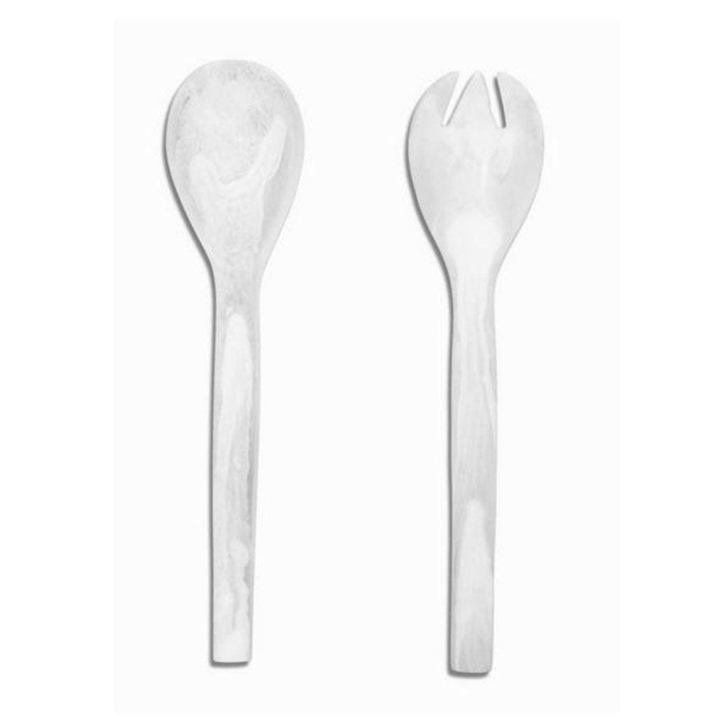 RSTC  Long Salad Servers | White Swirl available at Rose St Trading Co