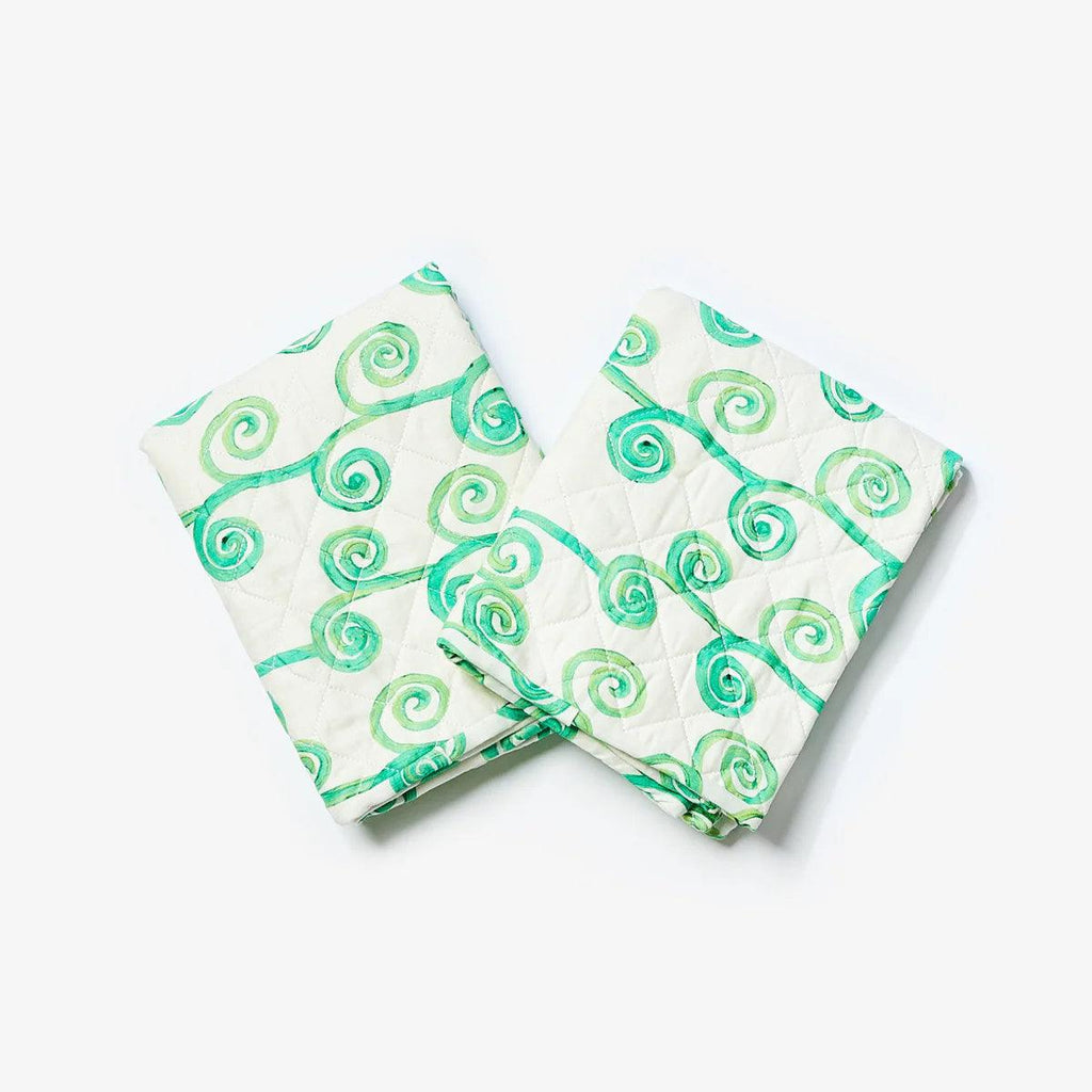 Loop Green Standard Pillowcases Quilted | Set of 2 - Rose St Trading Co