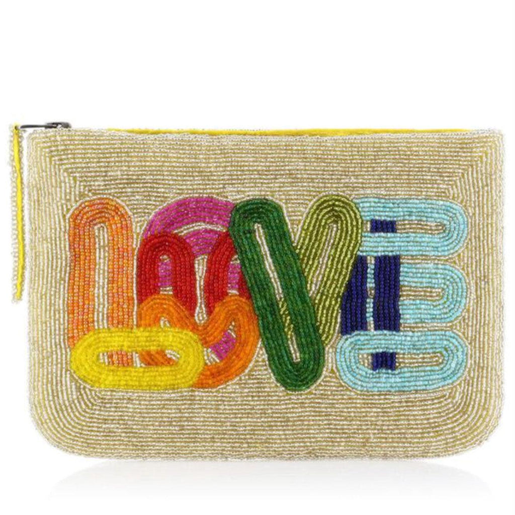 LOVE Beaded Bag | Gold With Multi Colour - Rose St Trading Co