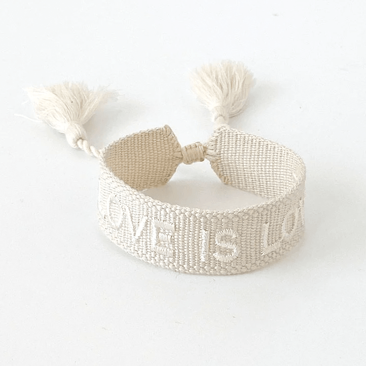 RSTC  LOVE IS LOVE Adjustable Bracelet | Off White available at Rose St Trading Co
