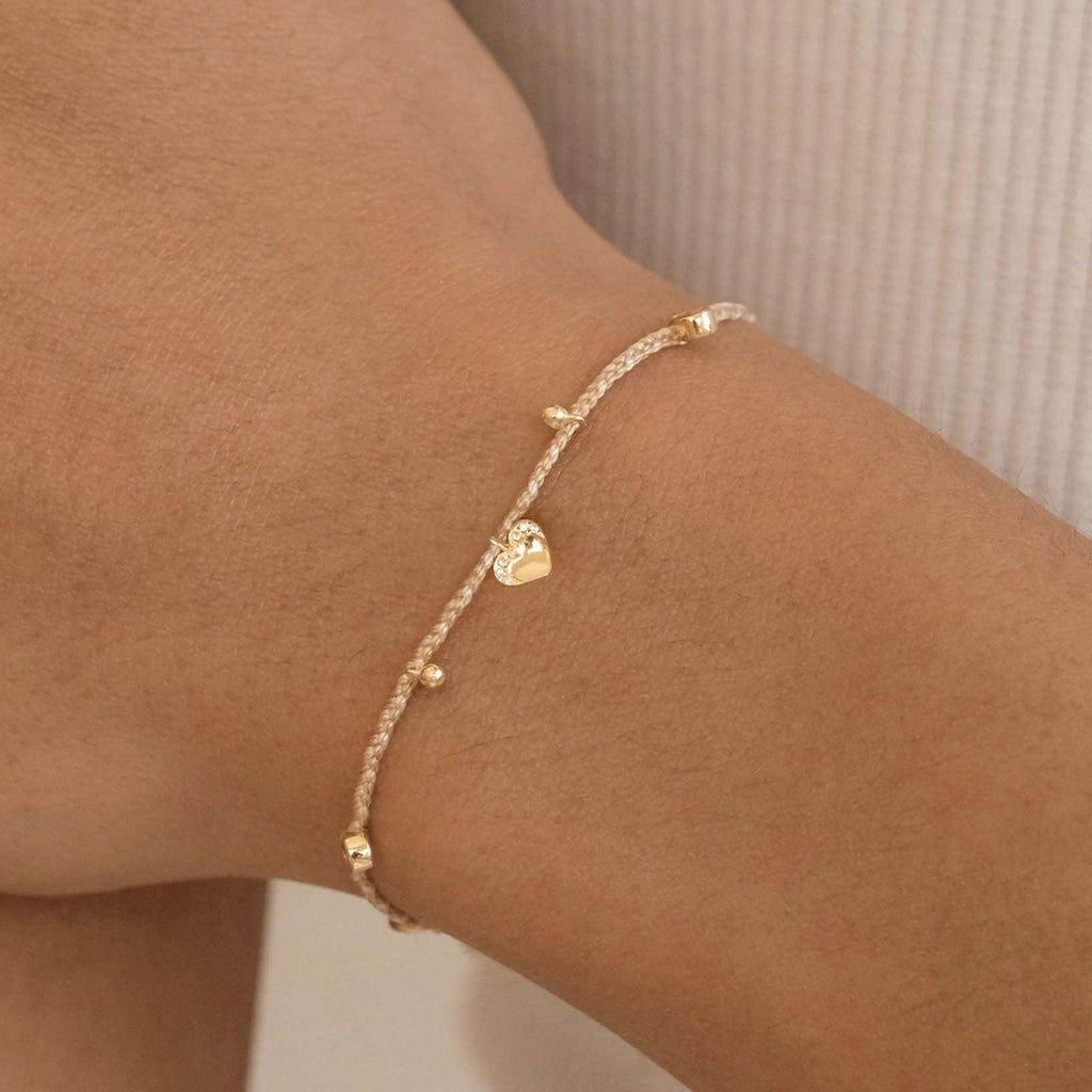 By Charlotte  Lover Tan Cord Bracelet | Gold available at Rose St Trading Co