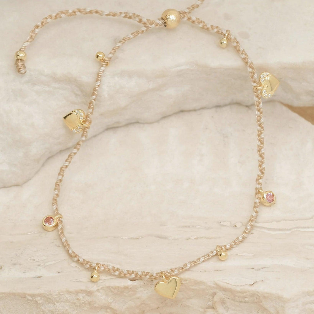 By Charlotte  Lover Tan Cord Bracelet | Gold available at Rose St Trading Co