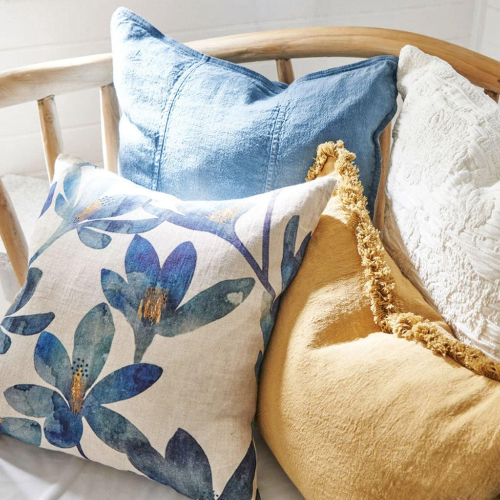 Eadie Lifestyle  Luca Linen Cushion | Blue Azure available at Rose St Trading Co