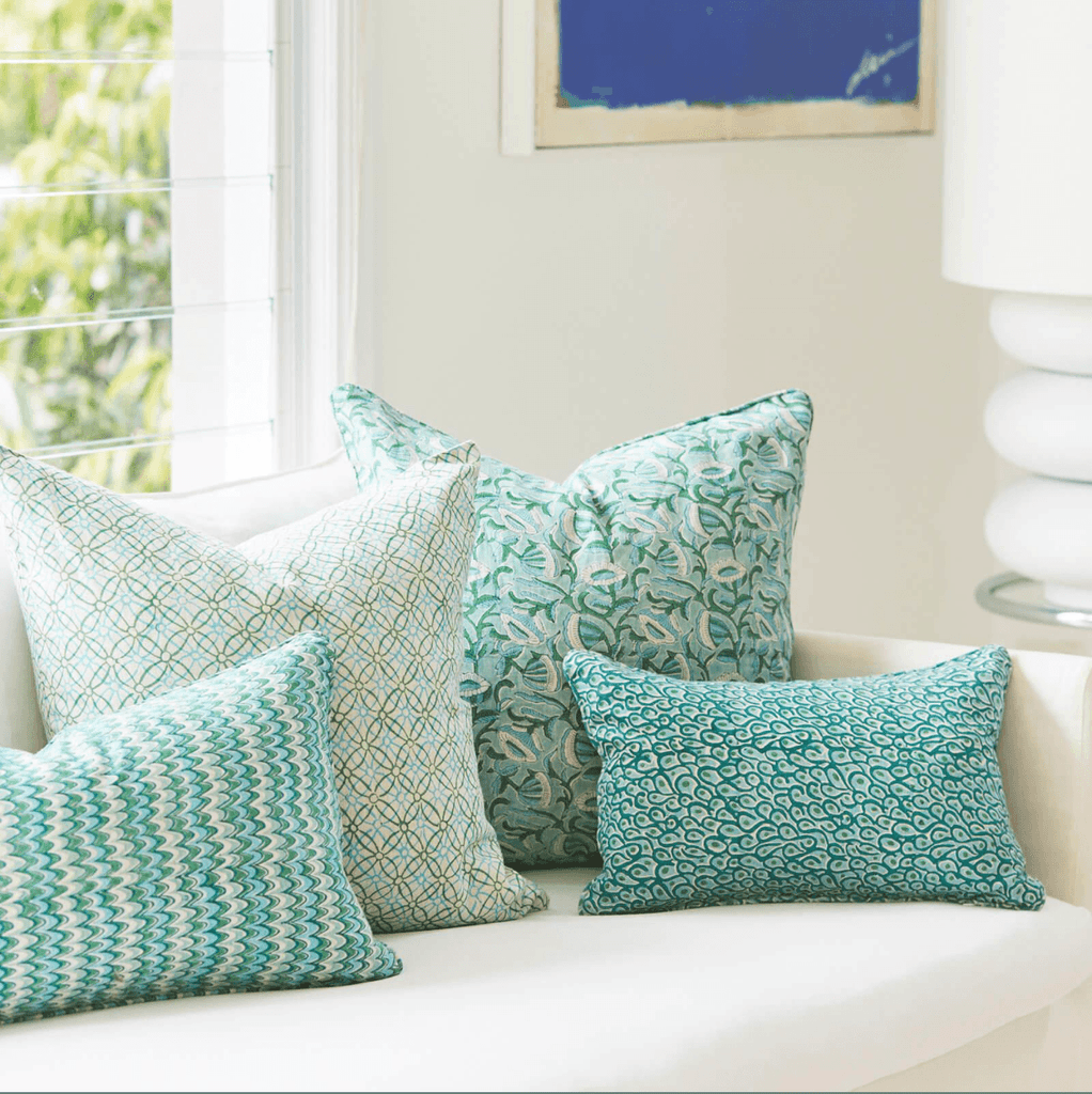 Walter G  Marbella Emerald Linen Cushion available at Rose St Trading Co