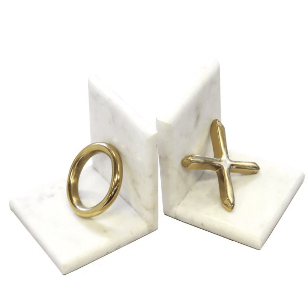 RSTC  Marble and Brass X O Bookends available at Rose St Trading Co