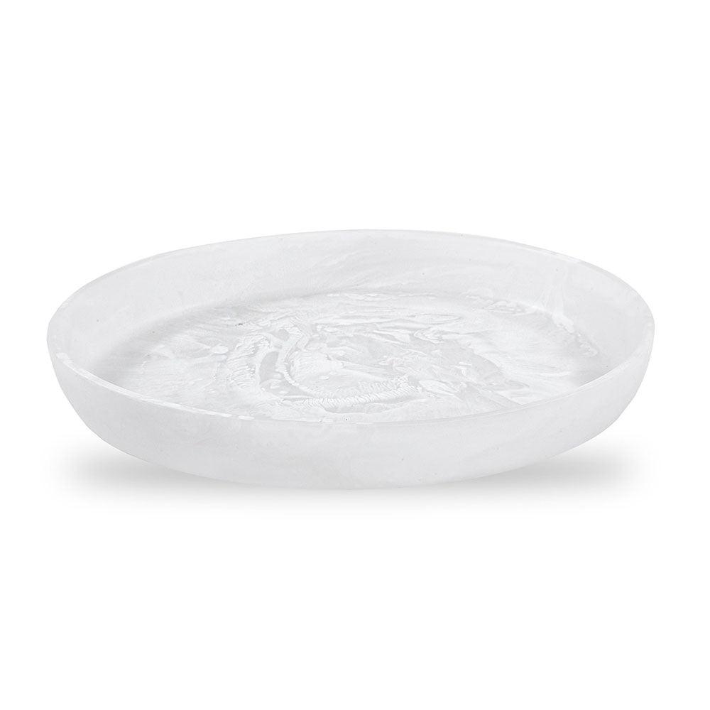 RSTC  Medium Flat Bowl | White Swirl available at Rose St Trading Co